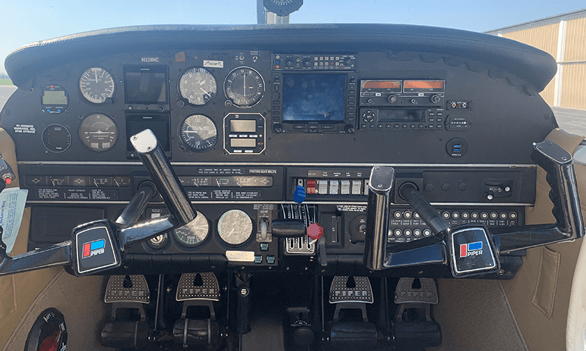 Inside cockpit view of N328NC
