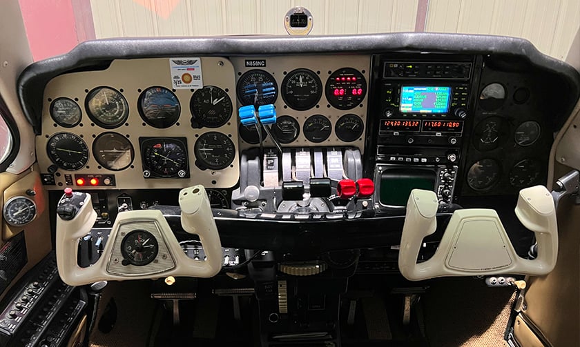 Inside cockpit view of N858NC